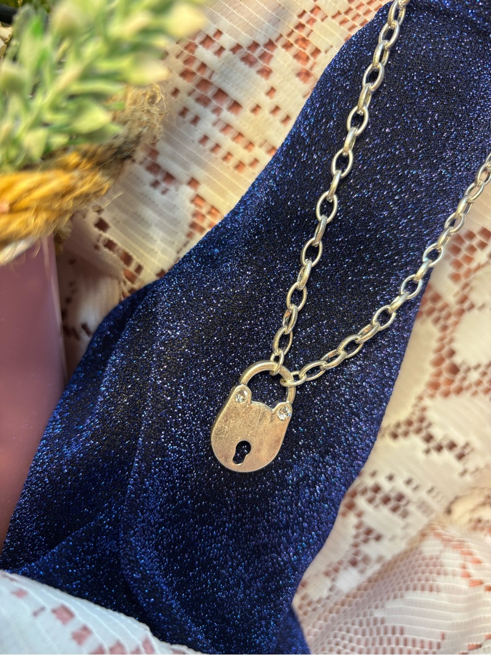Token Padlock Pendant Necklace - Park Lane Matte Silver Tone Versatile - Picture 10 of 11